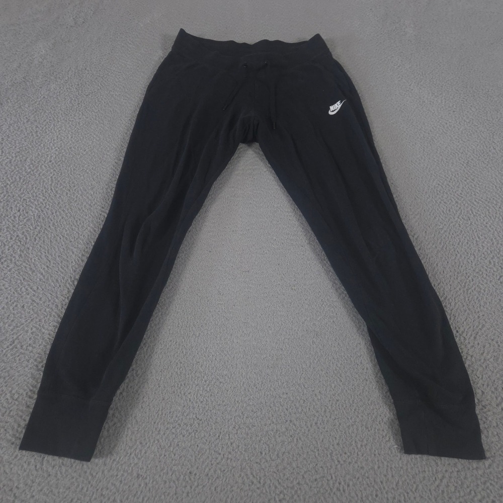Nike Sweatpants Womens Medium Black Sportswear Fleece Tapered Leg Logo Joggers
